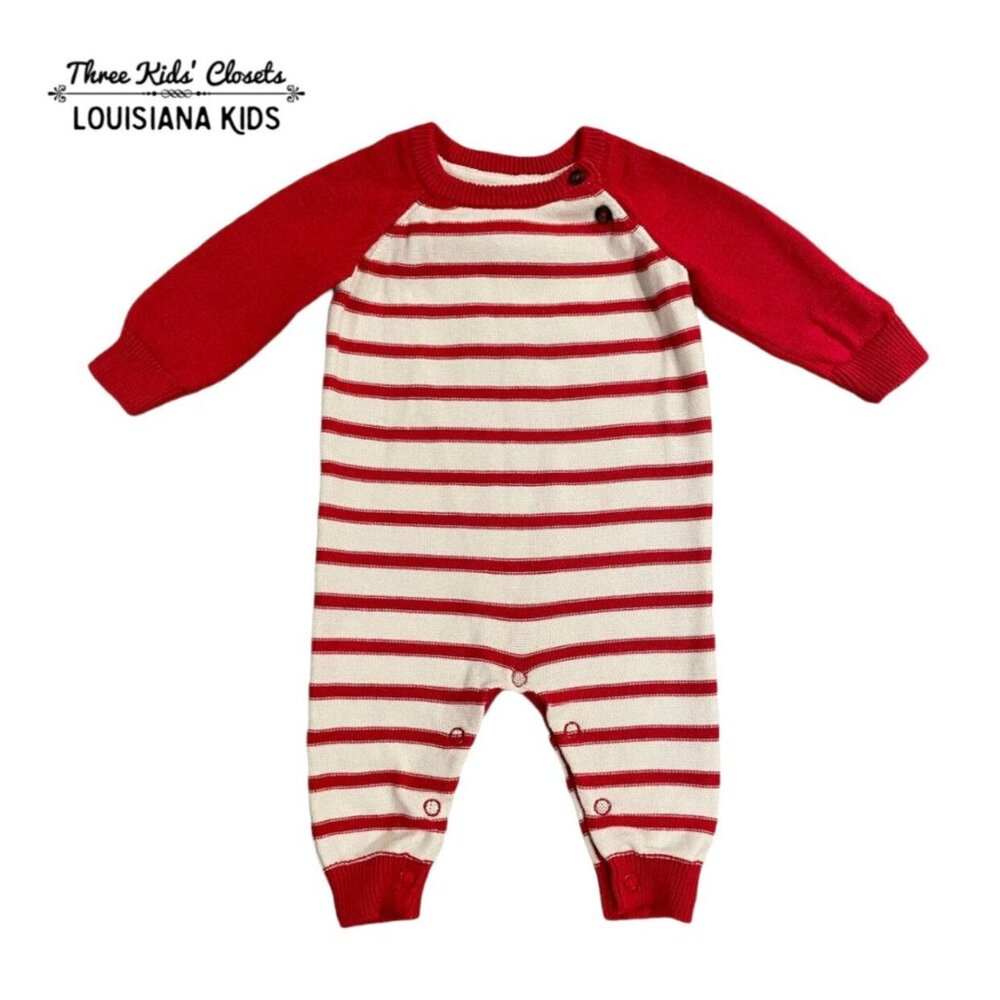 Cat & Jack 0-3m Red Striped Sweater Romper